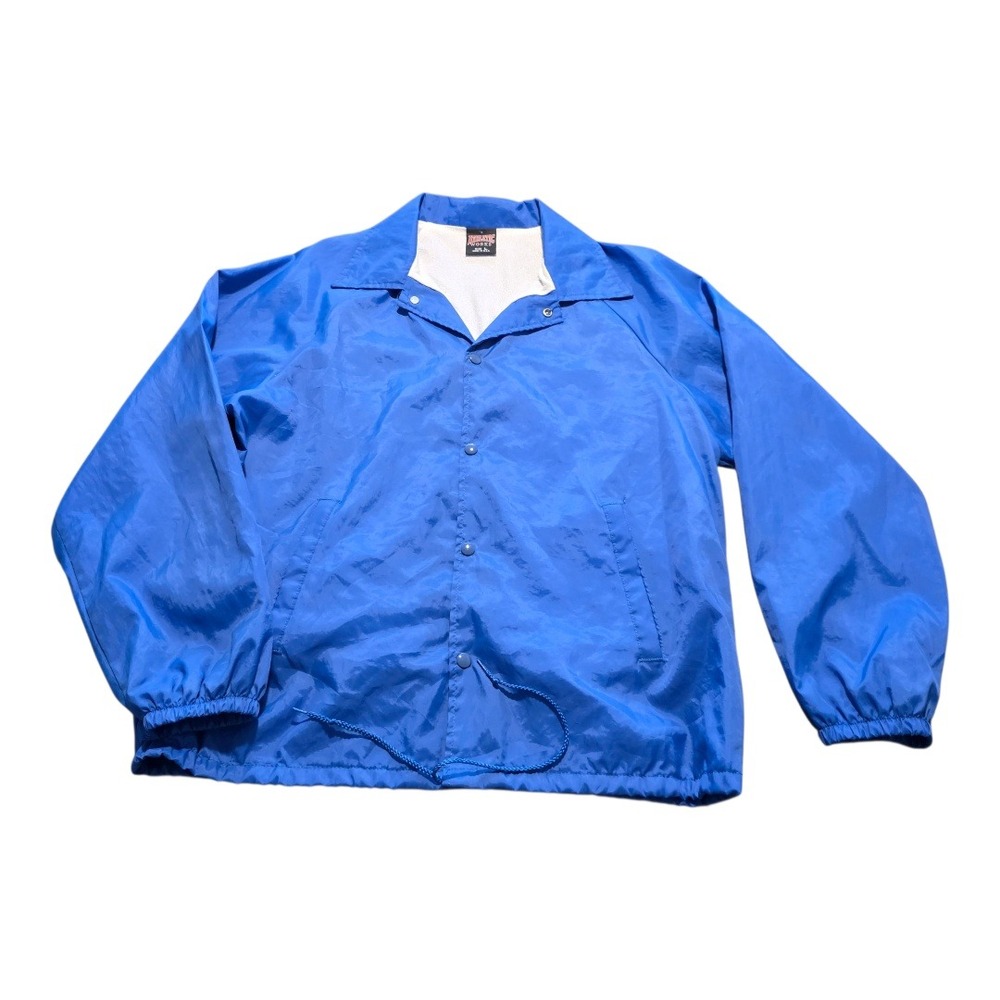 Athletic Works Mens Blue Nylon Lined Track Jacket Made in USA Size Large Vintage